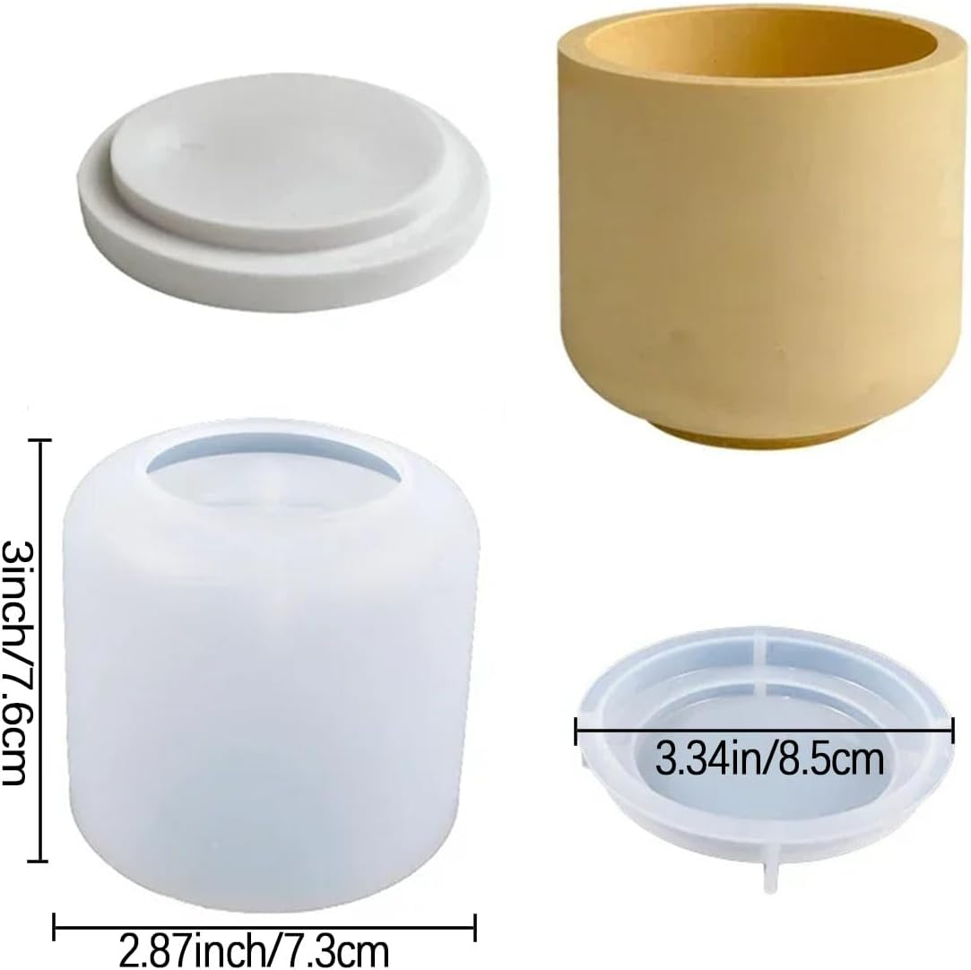 2 PCS Large Jar Resin Molds Box with Lid Silicone Creative Pot Molds for Epoxy Jewelry Trinket Candle Holder Organizer Mold Plant Mold DIY Resin Concrete Crafts Home Decor image number 3