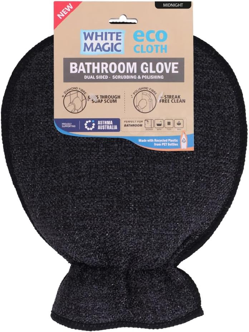White Magic Eco Cloth Bathroom Cleaning Glove, Midnight - Dual-Sided Scrubbing & Polishing, Chemical-Free Streak-Free Clean, Made with Recycled Plastic, Machine Washable, 26X20.5Cm image number 6