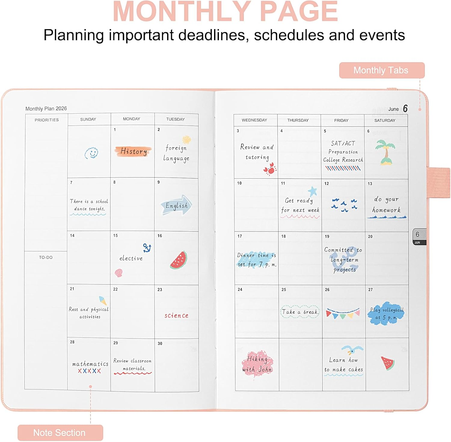 2026 Academic Diary Week to View Page a Day Life Planner A5 Appointment Diary for Office, School, Home and Business(Black) image number 1