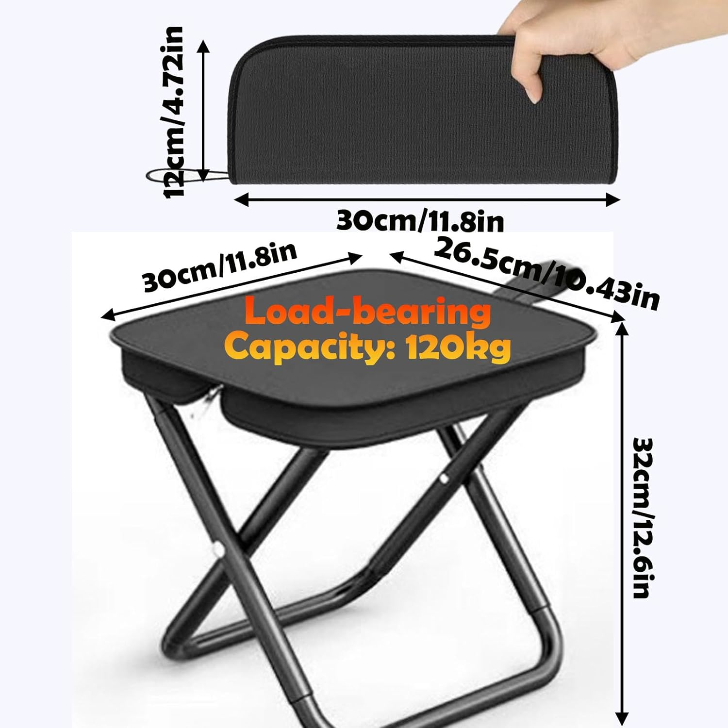 REGODI 12" Portable Folding Stool for Camping, Lightweight Outdoor Seat Supports 260Lbs - Compact Foot Rest for Adults Travel, Hiking, Fishing (Easy Carry & Heavy Duty) image number 2