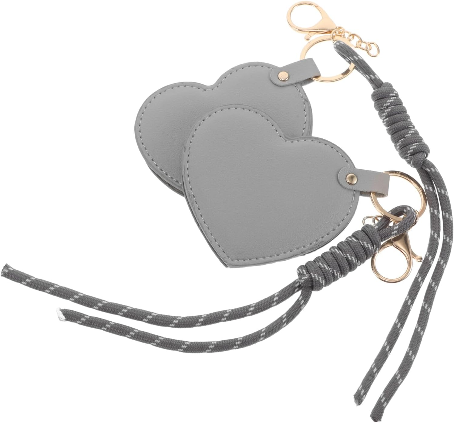 Mikinona 2Pcs PU Leather Heart Shaped Compact Mirror with Rotating Handheld Design Cute Mini Makeup Mirror Keychain for Travel Purse Accessory Scratch-Resistant Portable Vanity for Women