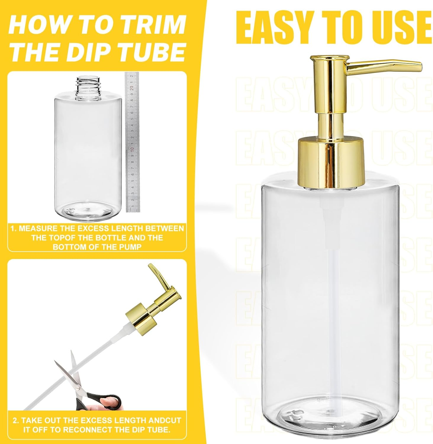 2Pack Gold Soap Dispenser Pump Replacement Top Dispenser Pumps Refill Dispenser Hand Soap Dispenser Soap Pump Replacement for Lotion Regular Glass Mouth Bottles
