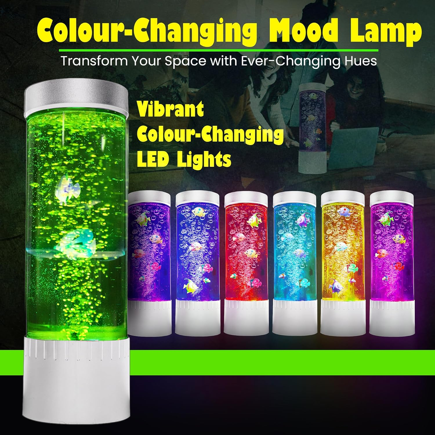 Nixyun Bubble Fish Lamp, LED Colour Changing Night Light, Aquarium Bubble Lamps, Artificial Fish Tank with Moving Fishes for Kids, Adults, Sensory Rooms, ADHD, Autism & Home Decor image number 4