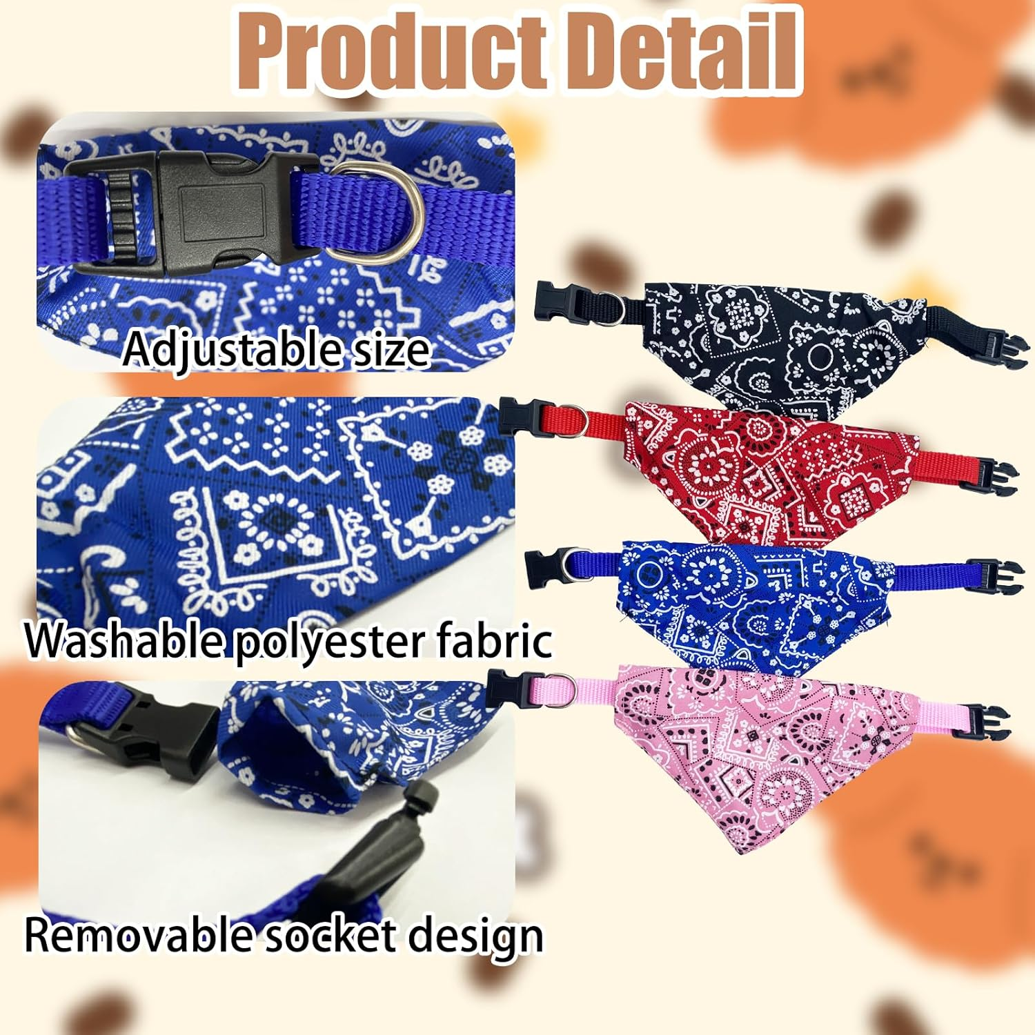 4 PCS M Dog Bandana Collar,Dog Neckerchief for Small Medium Large Dogs,Dog Scarf Washable and Adjustable 29-45CM Kerchief for Pets Dogs Puppy Accessories Triangle Towels Outdoor Daily Use image number 6
