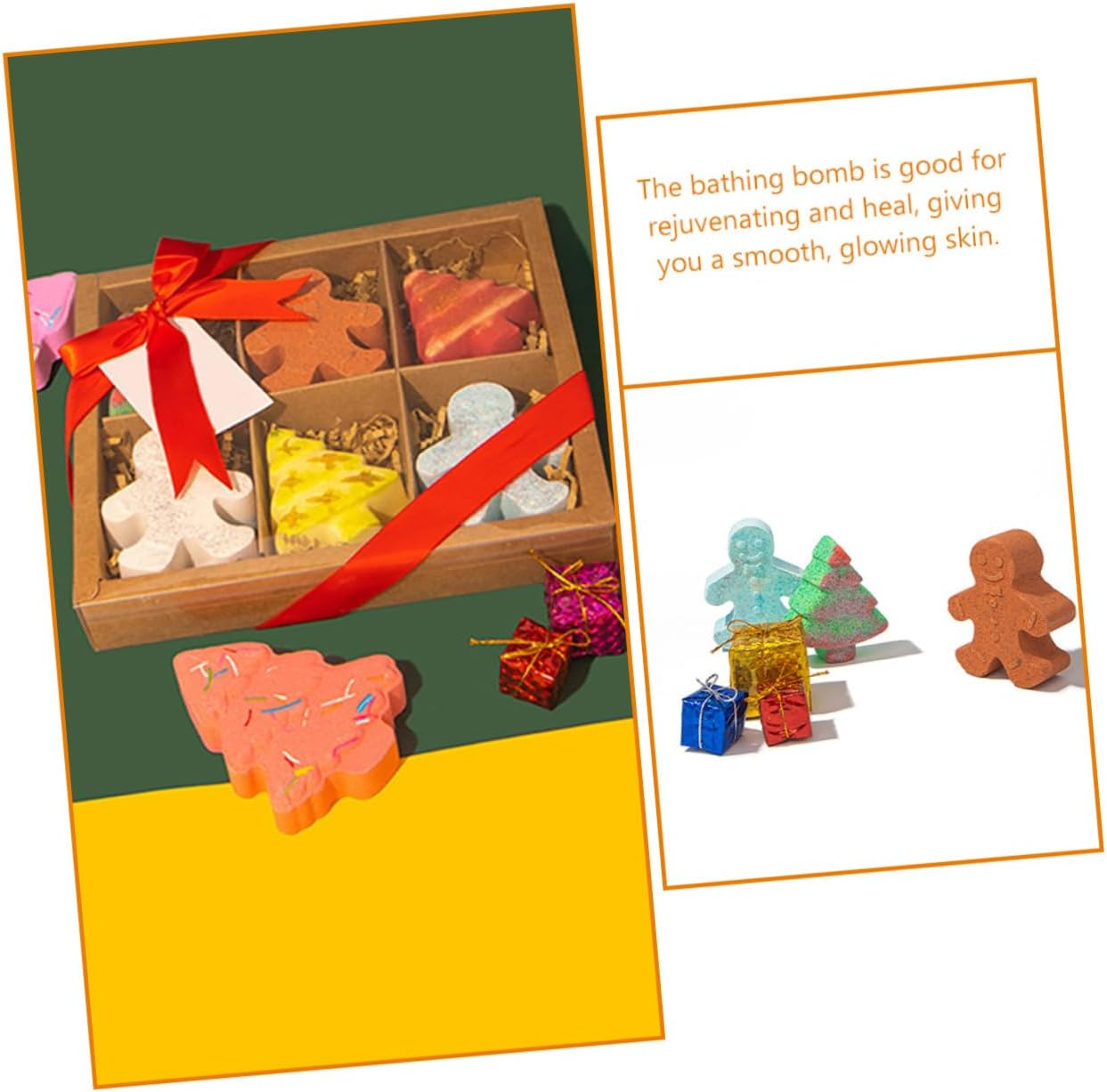 NOLITOY 6Pcs Gingerbread Man Bath Salt Christmas Natural Bathing for Relaxation Colorful Fragrance for Boys and Girls and Family Soaks image number 3