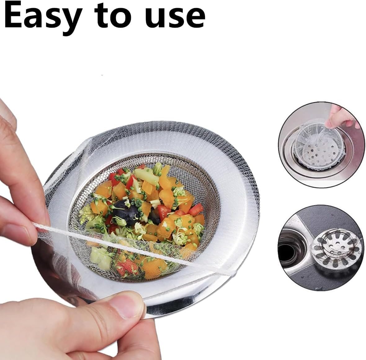 Kitchen Sink Strainer Mesh Bag-100 PCS Mesh Sink Drain Strainer Bags,Elastic Anti-Clogging Sink Filter for Sink Drain Strainer Collecting Kitchen Waste Garbage Leftover Food image number 5