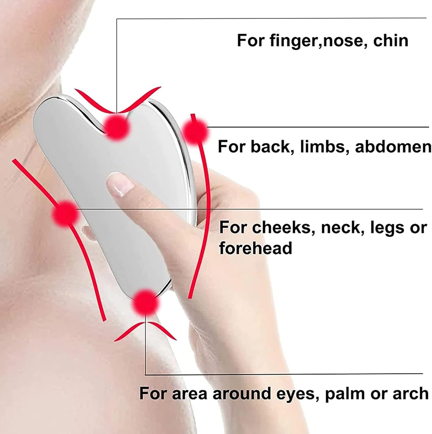 TAVVKE Gua Sha Facial Tool, Stainless Steel Guasha Scraping Massage Tool, Lymphatic Drainage Massage Scraper for Face, Eyes, Neck, Body image number 1