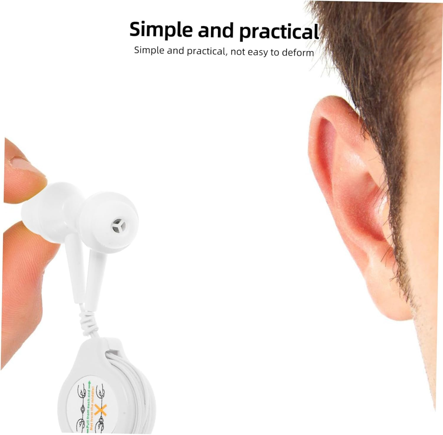 EXHUMKY Retractable in Ear Earbuds Lightweight Portable Cable with Comfortable Fit Material Compatible with Players Digital Devices Connector image number 1