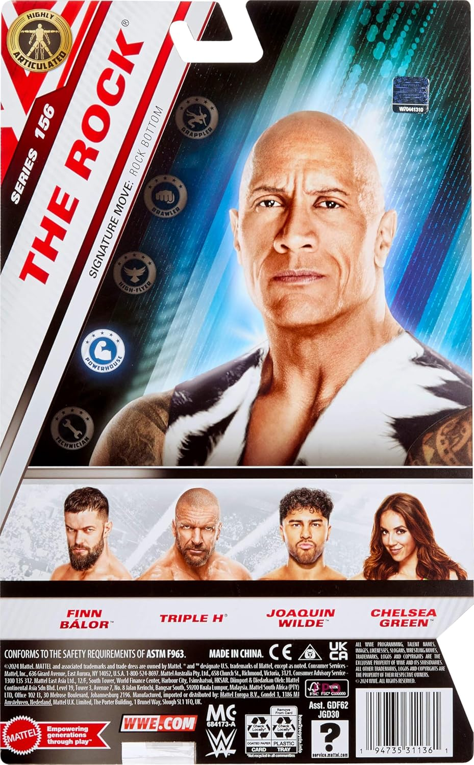 WWE the Rock Action Figure, Main Event Series #156, 6-Inch Collectible Superstar with 14 Articulation Points & Life-Like Look image number 4