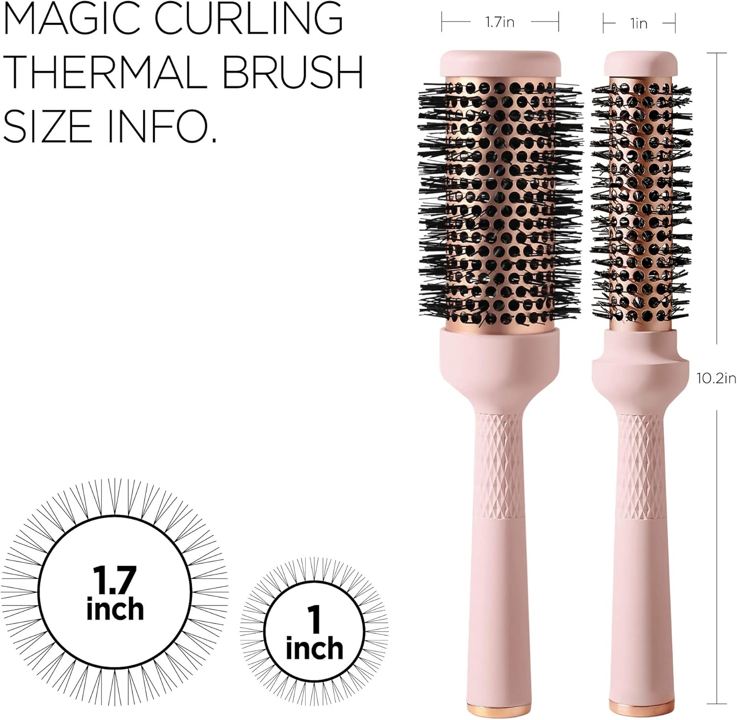 F3 Systems Magic Curling Thermal Brush Set (1&1.7Inches), Cut Drying Time, Self-Standing round Brush, Great Blowout,Ceramic Coated Barrel,Quick Styling,Blowout Volume,Ionic Thermal Barrel, Wave Styler