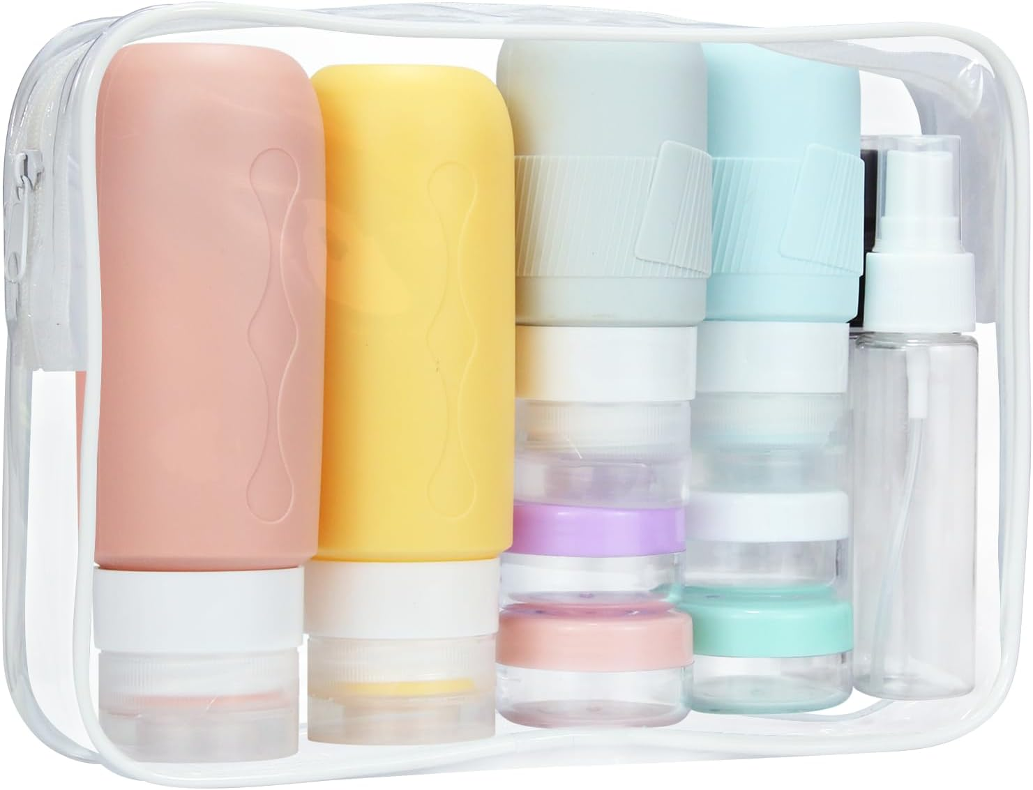 4 Pack Travel Bottles for Toiletries, Tsa Approved, Travel Size Containers, BPA Free Leak Proof Tubs Refillable Liquid Accessories for Cometic Shampoo and Lotion Soap(90Ml) (Grey) (Art Deco, Grey)