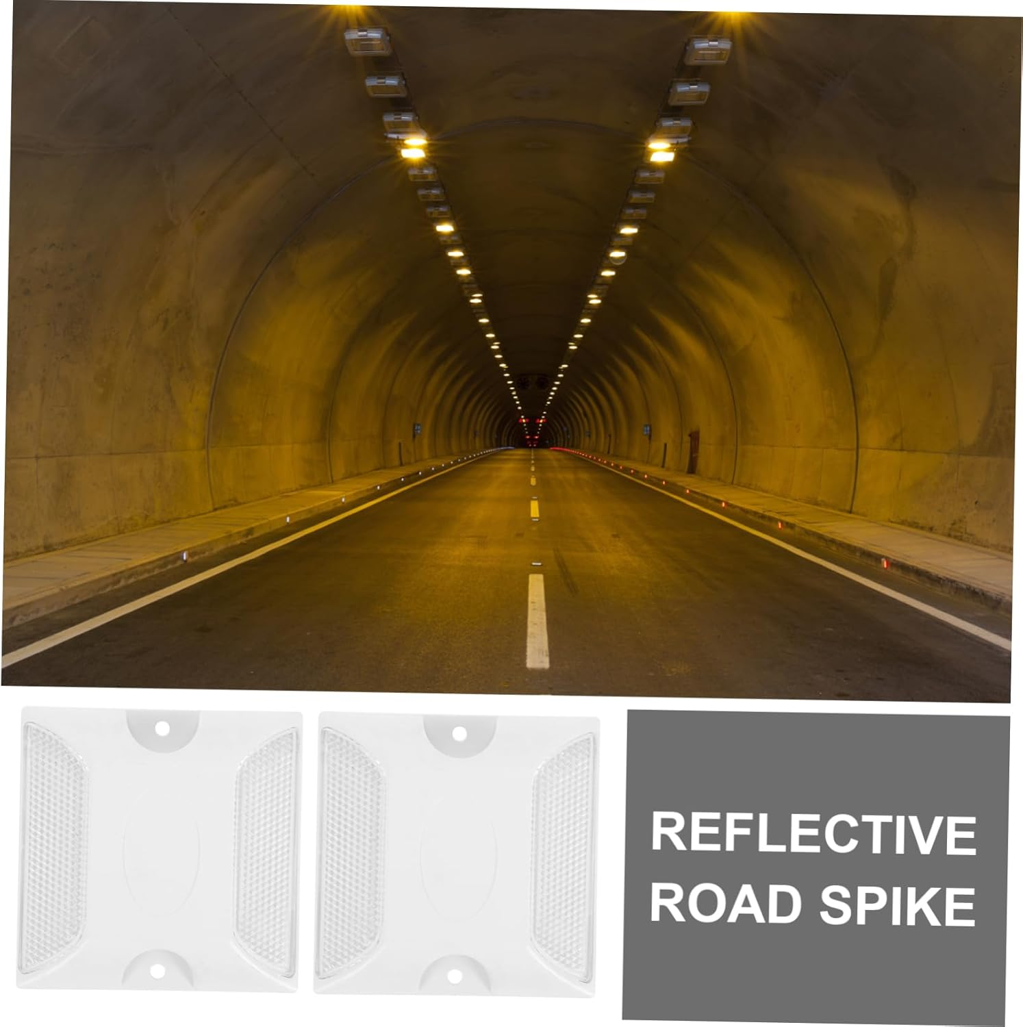 4Pcs Reflective Road Studs Double-Sided White Pavement Markers Plastic Driveway Reflectors High Visibility Emergency Safety Markers for Outdoor Roadside and Highway Use image number 3