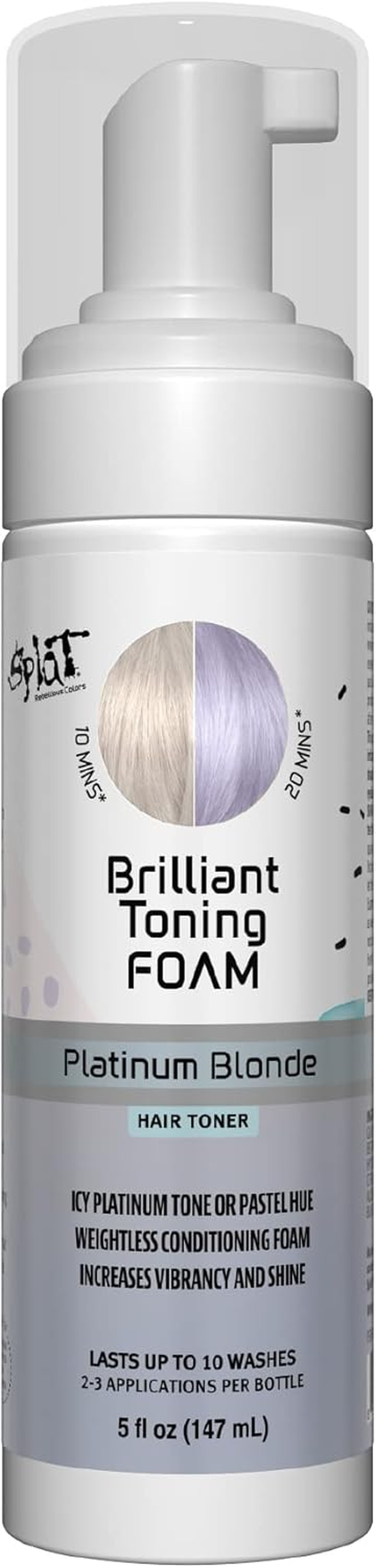Splat Brilliant Toning Foam, Rose Gold, 5 Oz., Hair Toner Lasts up to 10 Washes, Weightless Conditioning Foam Increases Vibrancy and Shine, Vegan & Cruelty-Free
