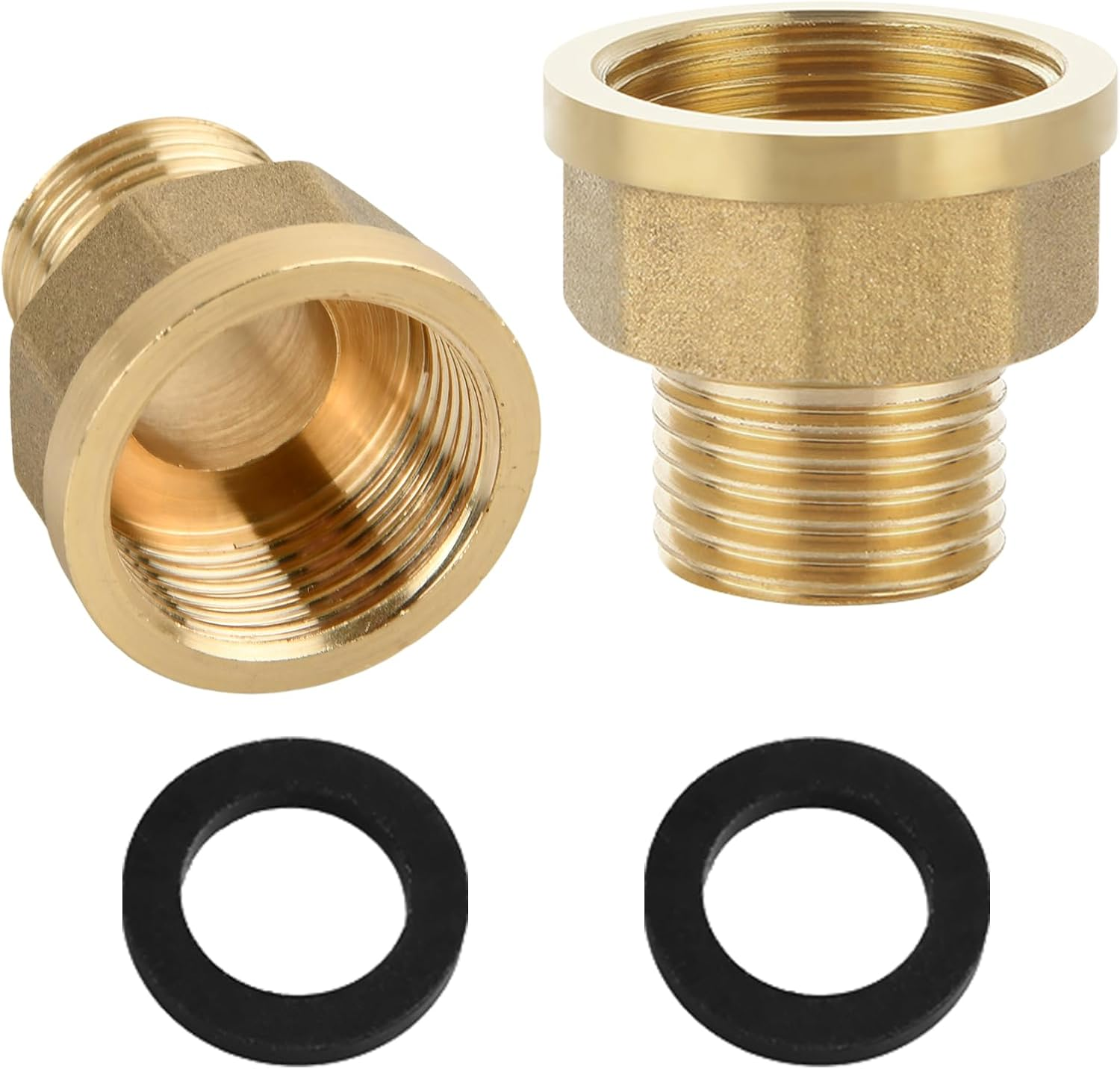 Pack of 2 Reducer 3/4 Inch to 1/2 Inch Brass Reducer Extension with 2 Pieces Rubber Seal AG/IG Adapter 3/4 Inch to 1/2 Inch for Pipe Connections image number 3
