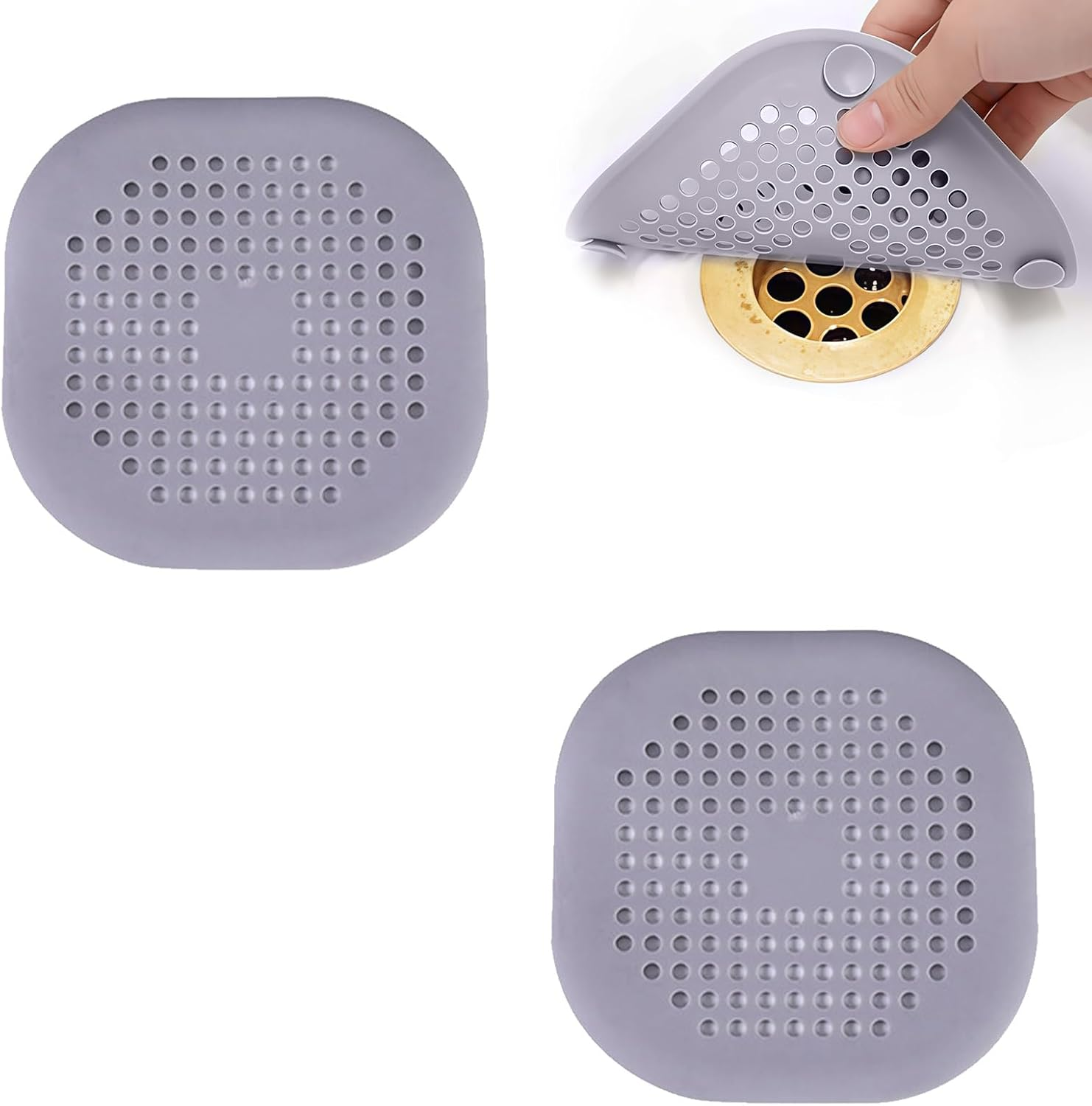 2 Pcs Drain Cover, Efficient Shower Drain Hair Catcher, Anti-Clog Shower Drain Cover, Suitable for Bathroom, Kitchen, Bathtub, Sink Floor Drains