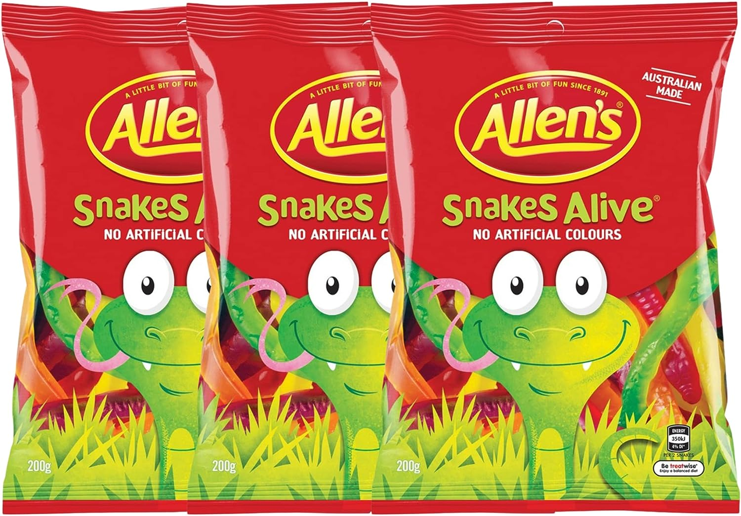 Allens Snakes Alive 200G - 3 Pack I Bulk Value Pack image number 1