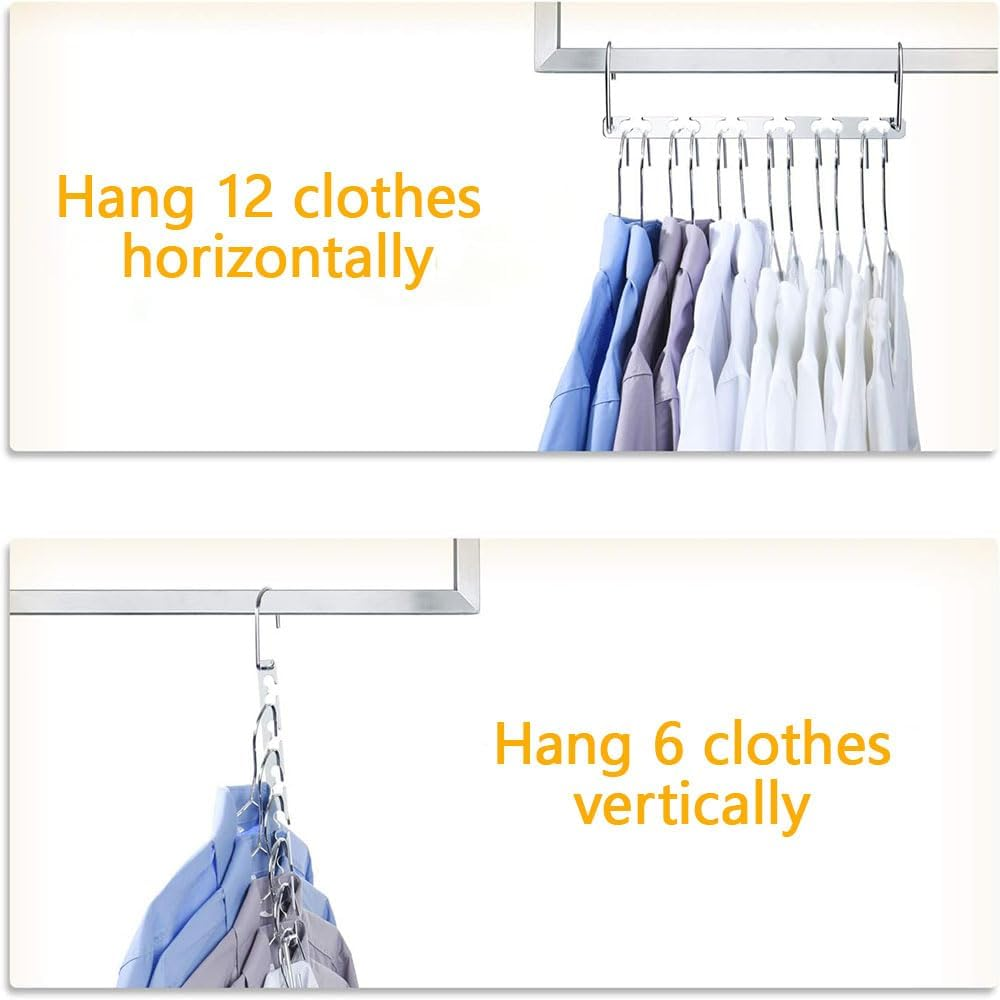 8-Pack Space Saving Magic Hangers, Stainless Steel Closet Organizer with 6 Adjustable Holes, Collapsible Wardrobe Clothes Hanger for Storage & Organization image number 1