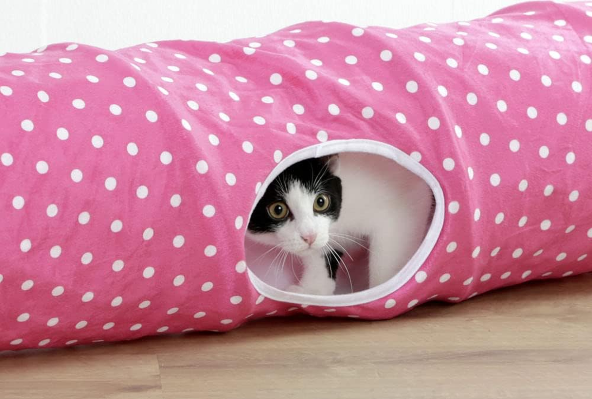 Kerbl Cat Tunnel, 100 X 25 Cm, Pink/White, Puntino image number 1