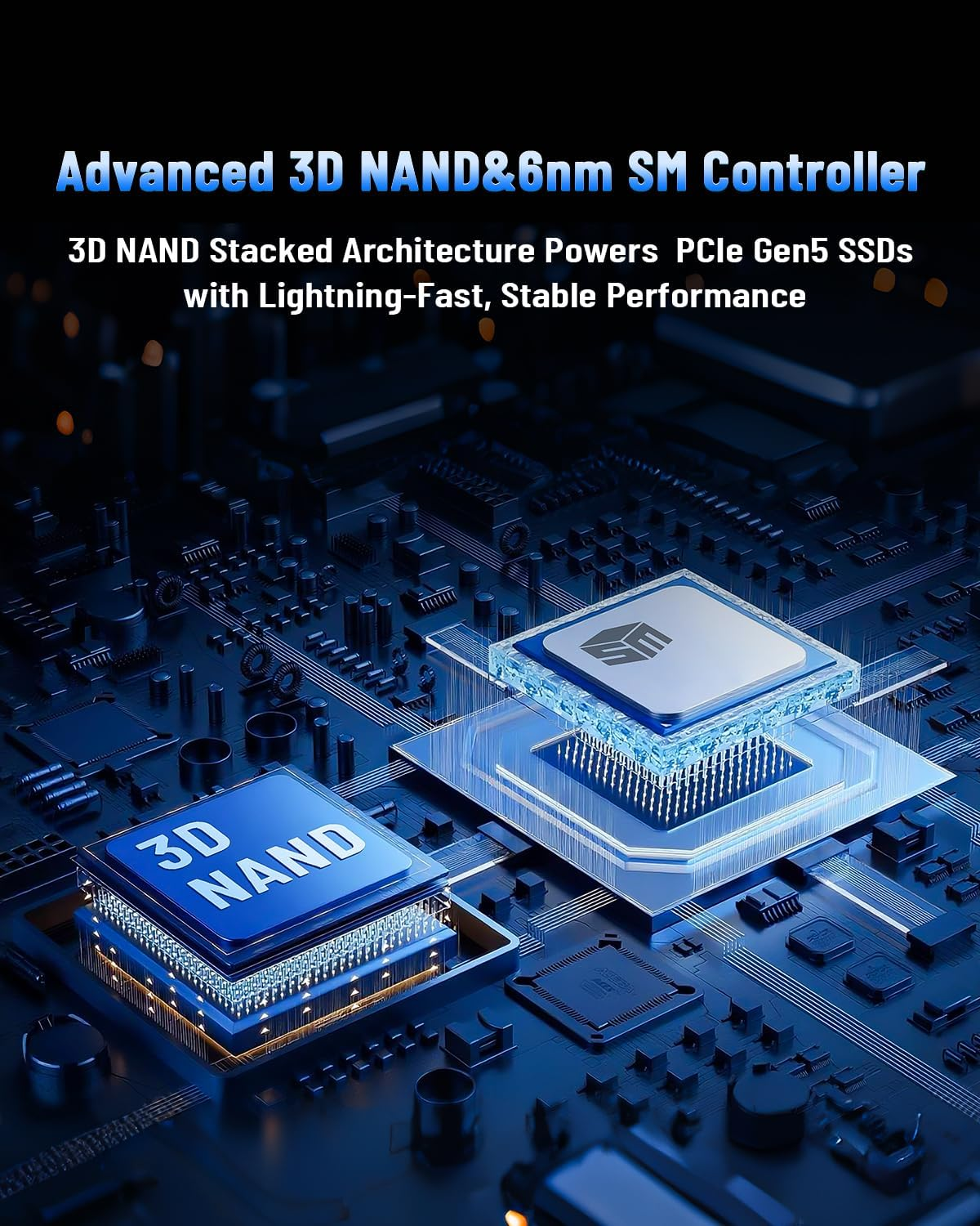 OSCOO 2TB SSD Pcie 5.0X4 M.2 2280 Seq. up to 14000/13000 Mb/S Read/Write Gen5 Nvme 3D TLC NAND High Performance Internal Solid State Drive for AI Applications, Gaming, PC, Laptop On2000Pro image number 3