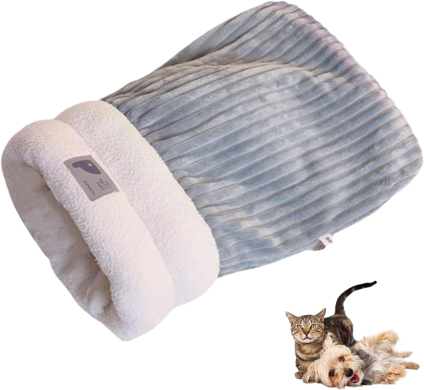 Poemtian Cat Sleeping Bag, Cat Beds for Indoor Cats, 360&deg;Soft Plush Cat Sack, Comfortable Pet Snuggle Sack (L) image number 2