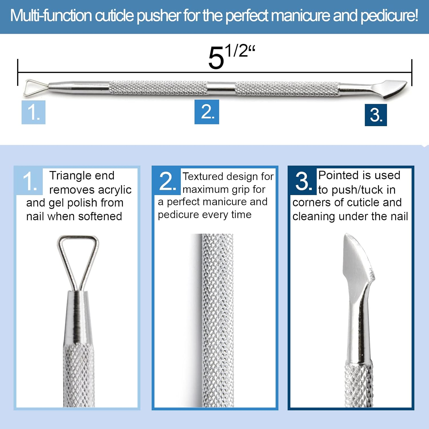 Prettyclaw Nail Cuticle Pusher Manicure Cuticle Remover Cuticle Tool Double Sided (A06) image number 2