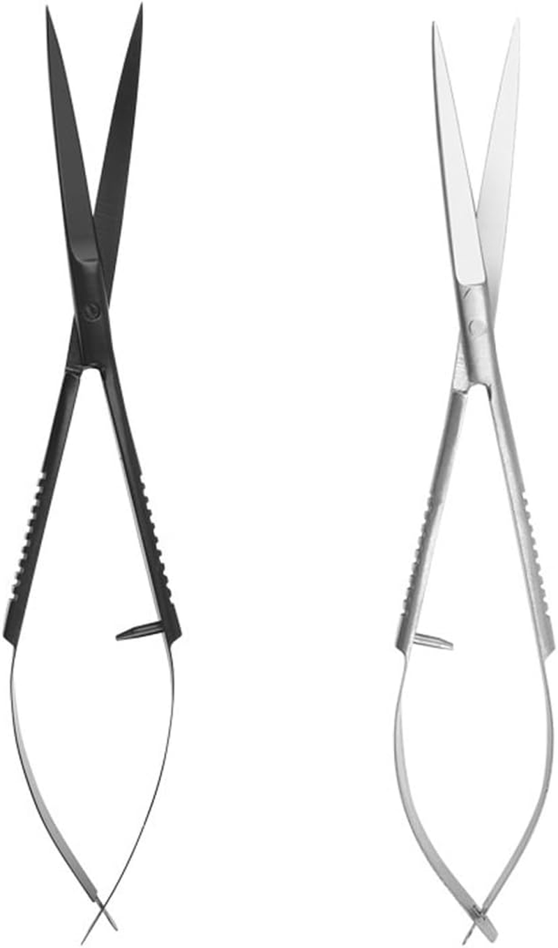 AIMALL Quarium Grass Tank Trimming Shears - Black Stainless Steel Spring Shears for Aqua Plants and Fish Tank Landscaping, 6.1 Inches - Silver-Straight image number 4