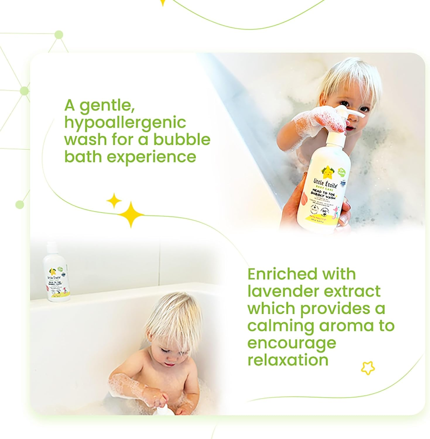 Little &Eacute;toile Head to Toe Bubbly Wash for Delicate Skin (0+ Months)​, Soothes & Nourishes with 6 Coconut-Based Cleansing Ingredients, Enriched with Lavender Extract & Epsom Salt Which Provides a Calming and Relaxing Aroma to Encourage Restfulness, 250Ml image number 3