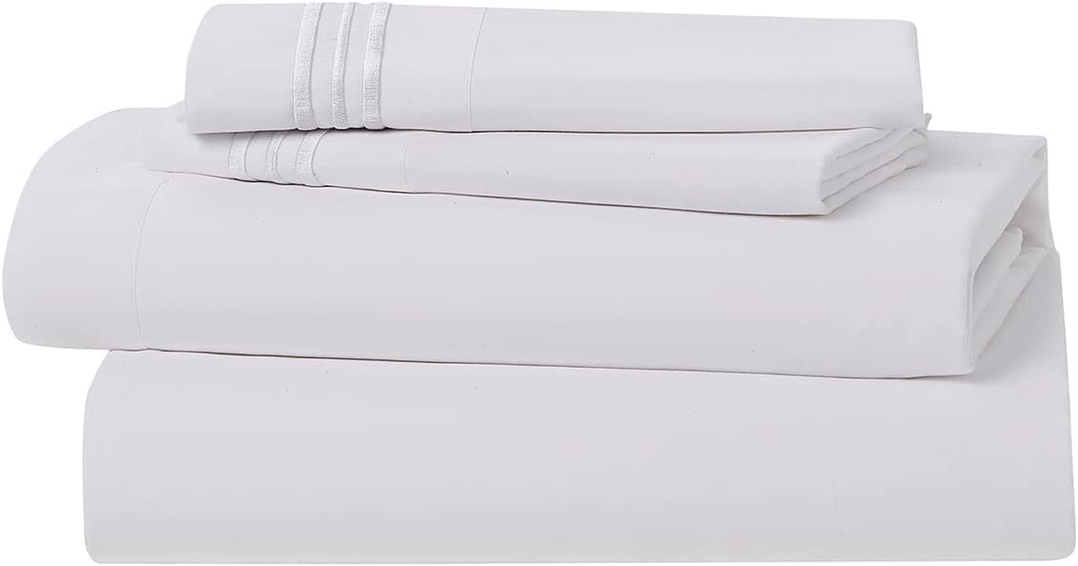 Clara Clark Premier 1800 Collection 4Pc Bed Sheet Set - Full (Double) Size, White, image number 5