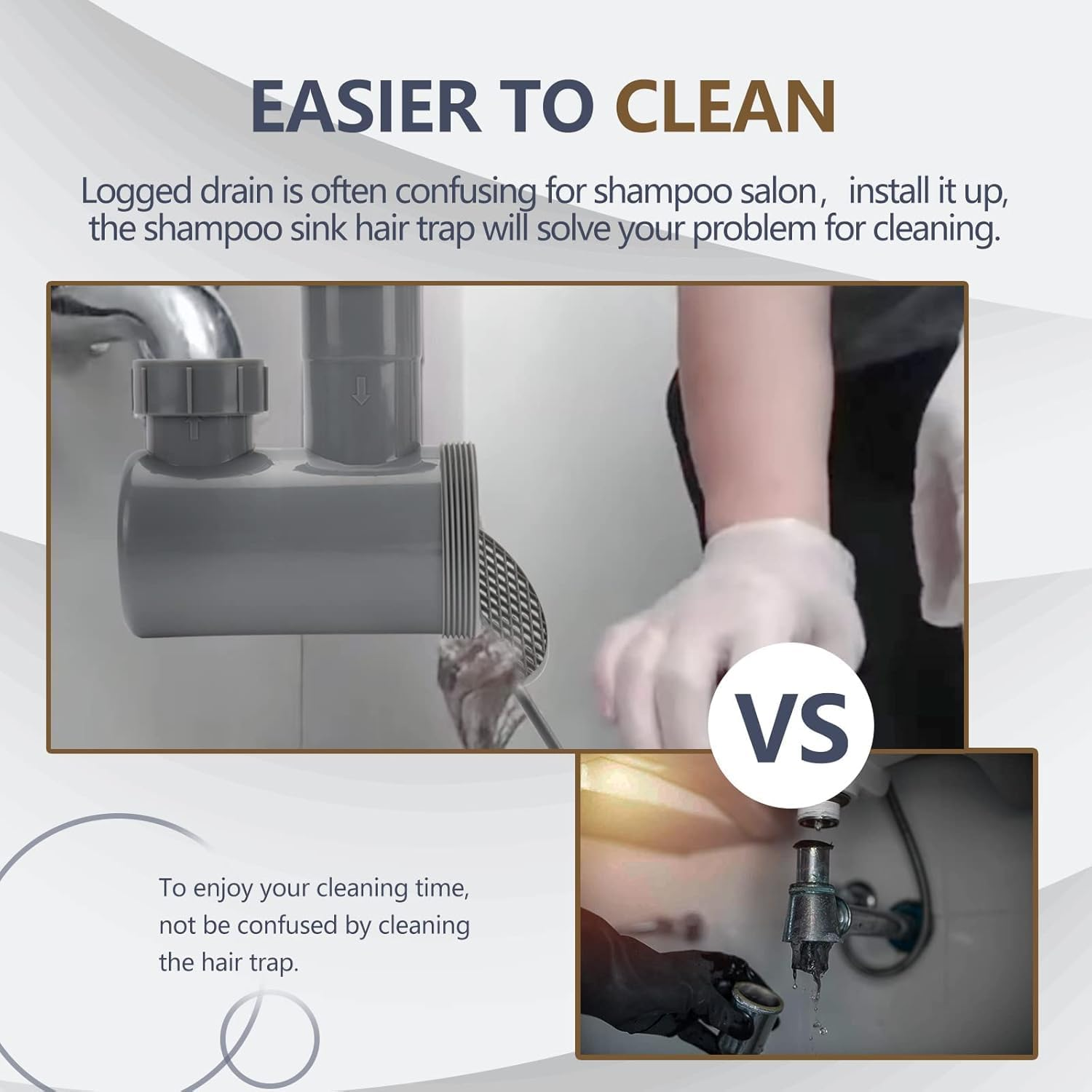 Lukloy 2Pack Professional Salon Hair Trap for Backwash Shampoo Bowl Sink, Universal PVC Catch All Hair P Trap Easy Clean