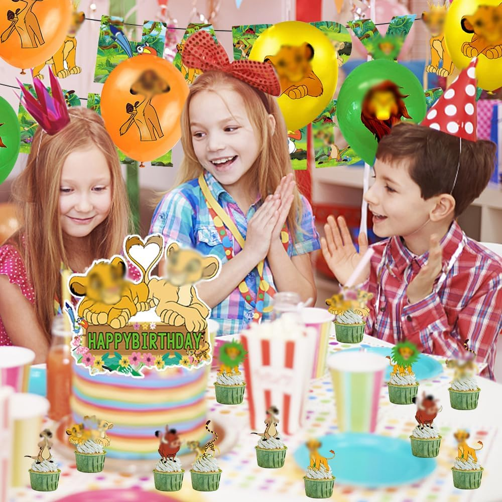 44PCS Lion Party Balloons Decorations Set,Lion Birthday Party Supplies,King Banner,Kids Animals Party Decorations Lion Theme Cake Toppers for Baby Shower, Kids Birthday Party image number 4