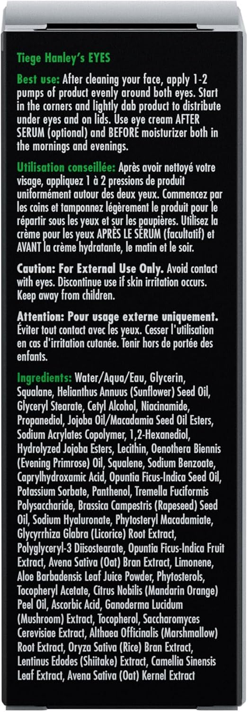 Tiege Hanley Eye Cream for Men, Morning and Night under Eye Cream with Hyaluronic Acid and Vitamin B3, Helps Reduce the Look of Dark Circles and Puffiness, anti Aging Men&rsquo;S Skin Care, 0.5 Oz image number 1