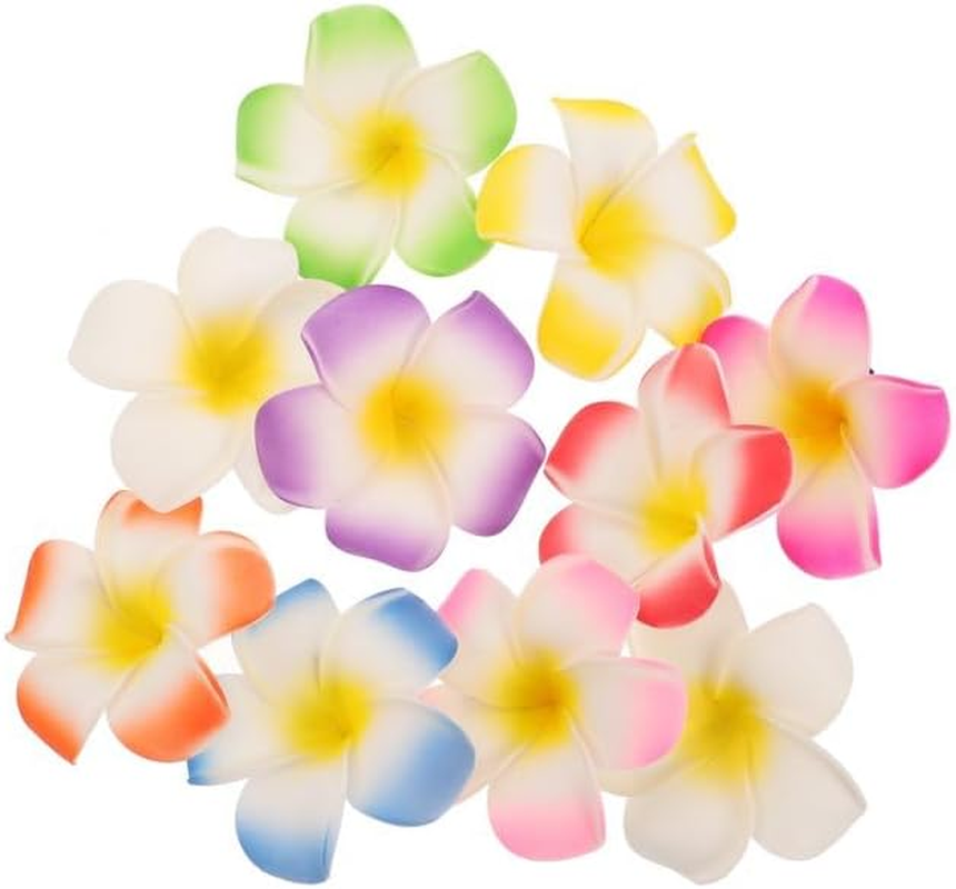 Pack of 10 7 Cm Colourful Women Hawaii Flowers Hair Clip Hair Accessories for Party Beach Bridal Hair Clips image number 6