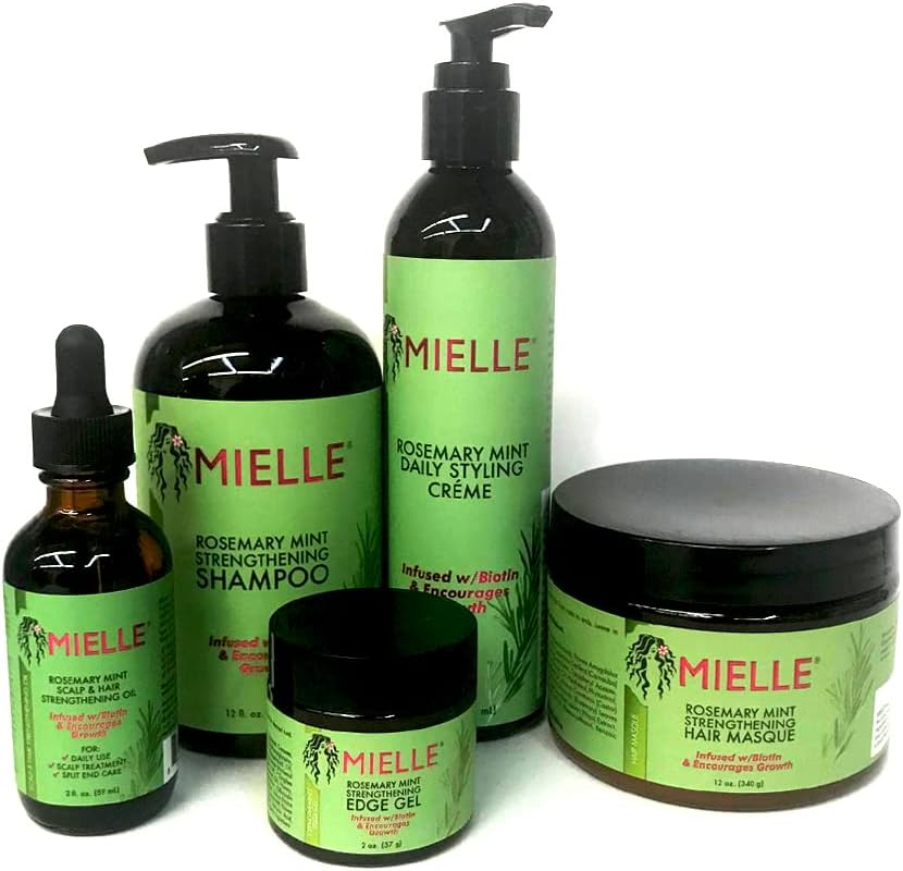 MIELLE Rosemary Mint Organics Infused with Biotin and Encourages Growth Hair Products for Stronger and Healthier Hair and Styling Bundle Set 5 PCS image number 5