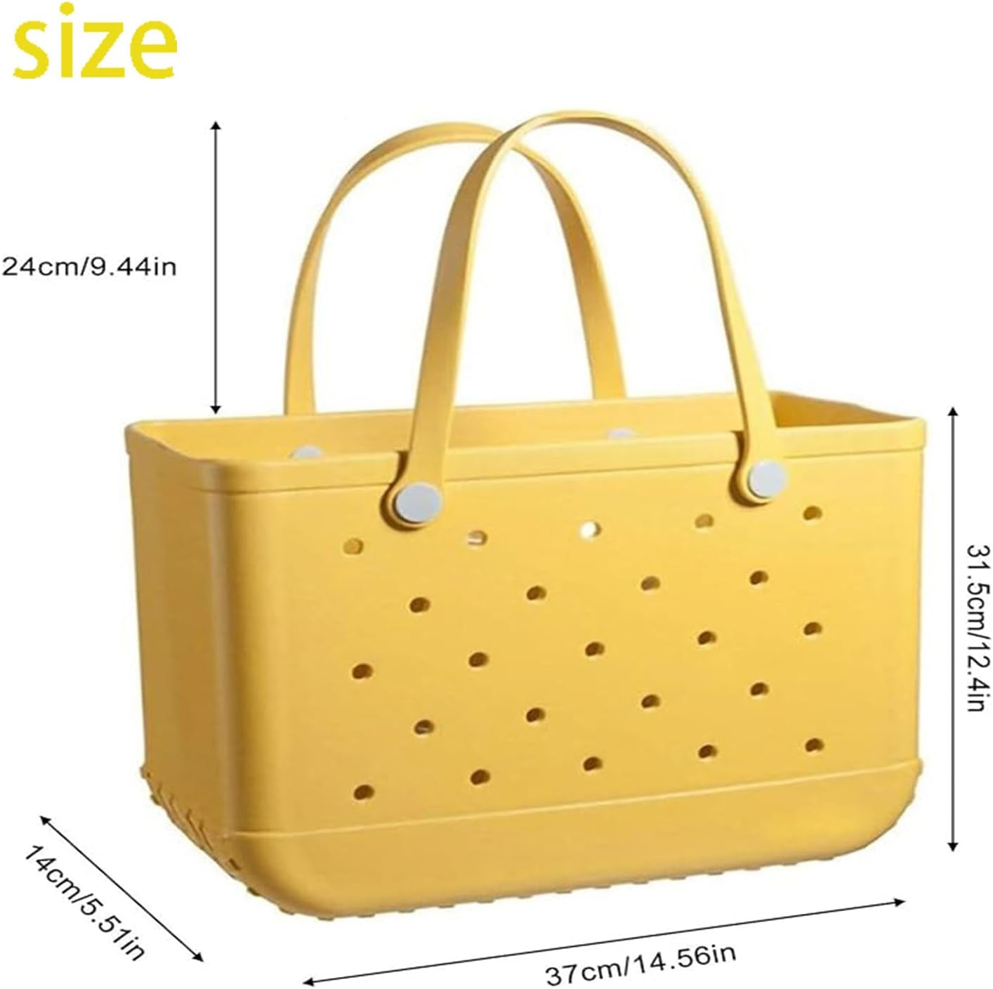 Women Outdoor Rubber Tote Bag,Sports Washable Rubber Tote Bag with Holes | Women'S Portable Travel for Beach Sports Swimming Pool - Orange image number 5