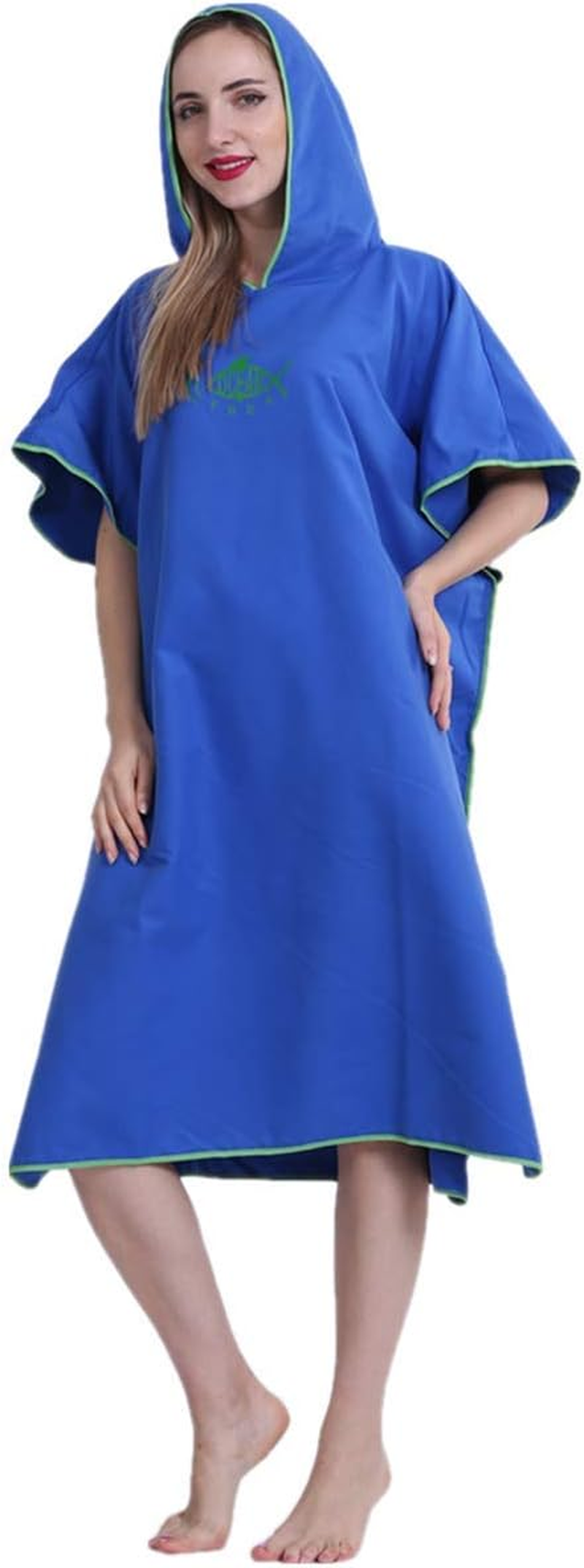 X-Labor Unisex Bath Poncho Beach Towel Microfibre Quick Drying Bathrobe Poncho with Hood Shower Towel Swimming Surfing Beach Diving Bath Resort, A-Dark Blue, One Size