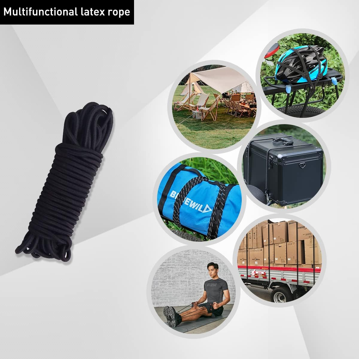 Fantasyon 4Mm Black Elastic Cord - 10M Stretchy Bungee Cord for Tent Poles, Backpack, DIY Projects image number 3