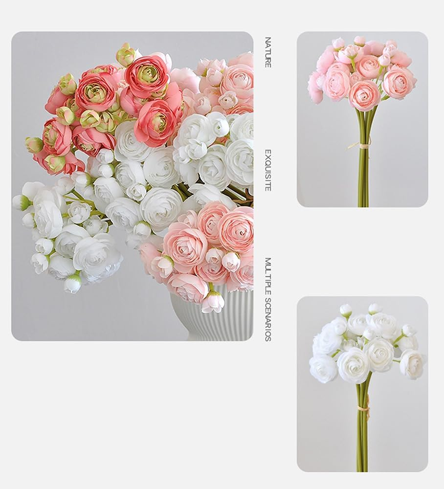 AU021-2 Pale Pink Artificial Water Lily Bouquet, 1 Pcs Fake Silk Flower Family Office Store Hotel Wedding Display Cabinet Bouquet Ideal Decoration, 10.2"(26Cm) - Dark Pink image number 2