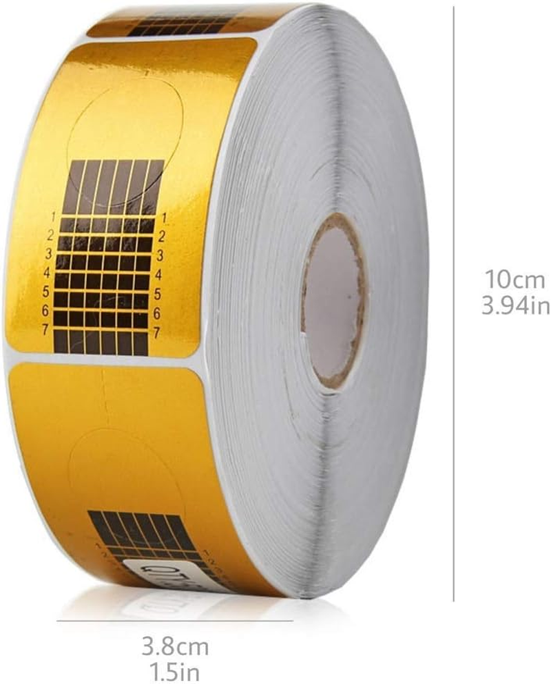 1 Roll (500 Pieces) Nail Stencils, Self-Adhesive Nail Stencils, Extension Foil, Modelling Stencils for Nail Art, Gel Nails, Artificial Nail Extension (Gold) image number 5