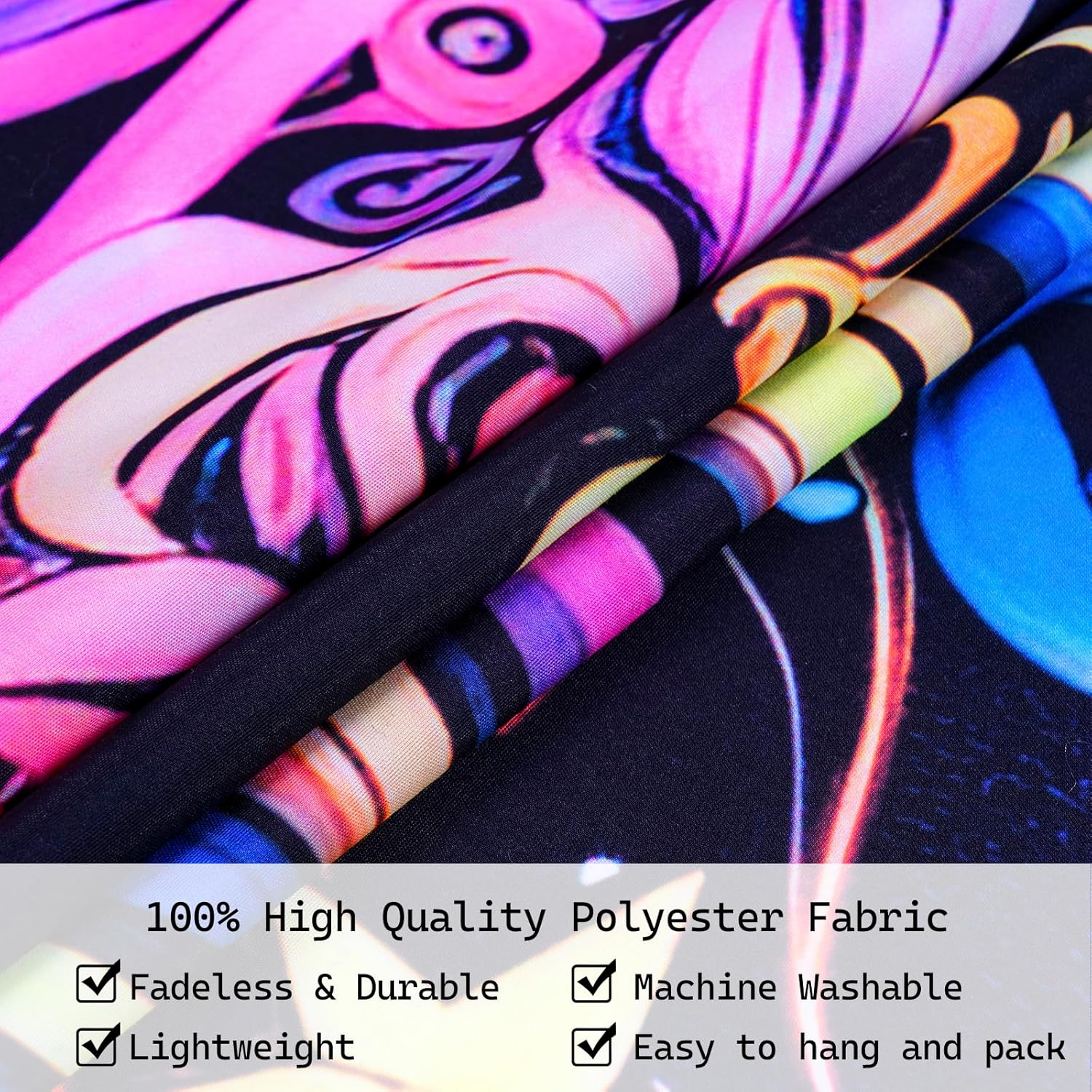 Blacklight Tapestry UV Reactive Moon and Star Mandala Boho Wall Hanging for Bedroom (59.1 X 59.1 Inches) image number 4