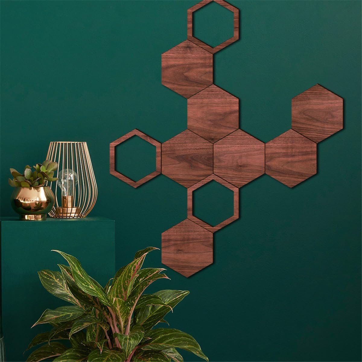 Honeycomb Wood Wall Art - Modern Hollow Hexagon DIY Geometric Wall Decorations for Bedroom, Living Room, Kitchen, Home Office image number 2