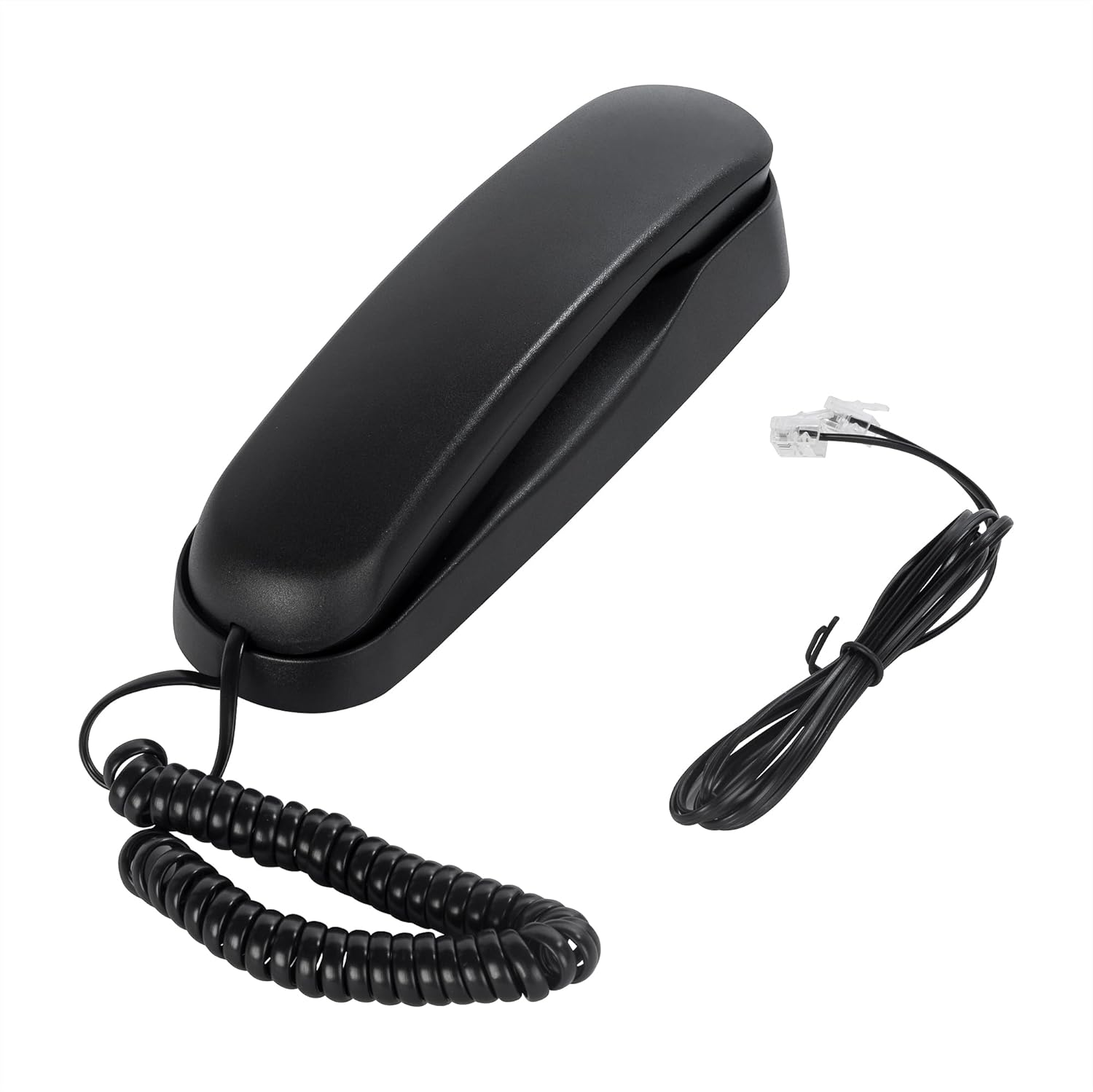Black OF-990 Slimline Telephone Wall-Mountable Basic Corded Telephone No AC Power Required, Corded Home Phone image number 1