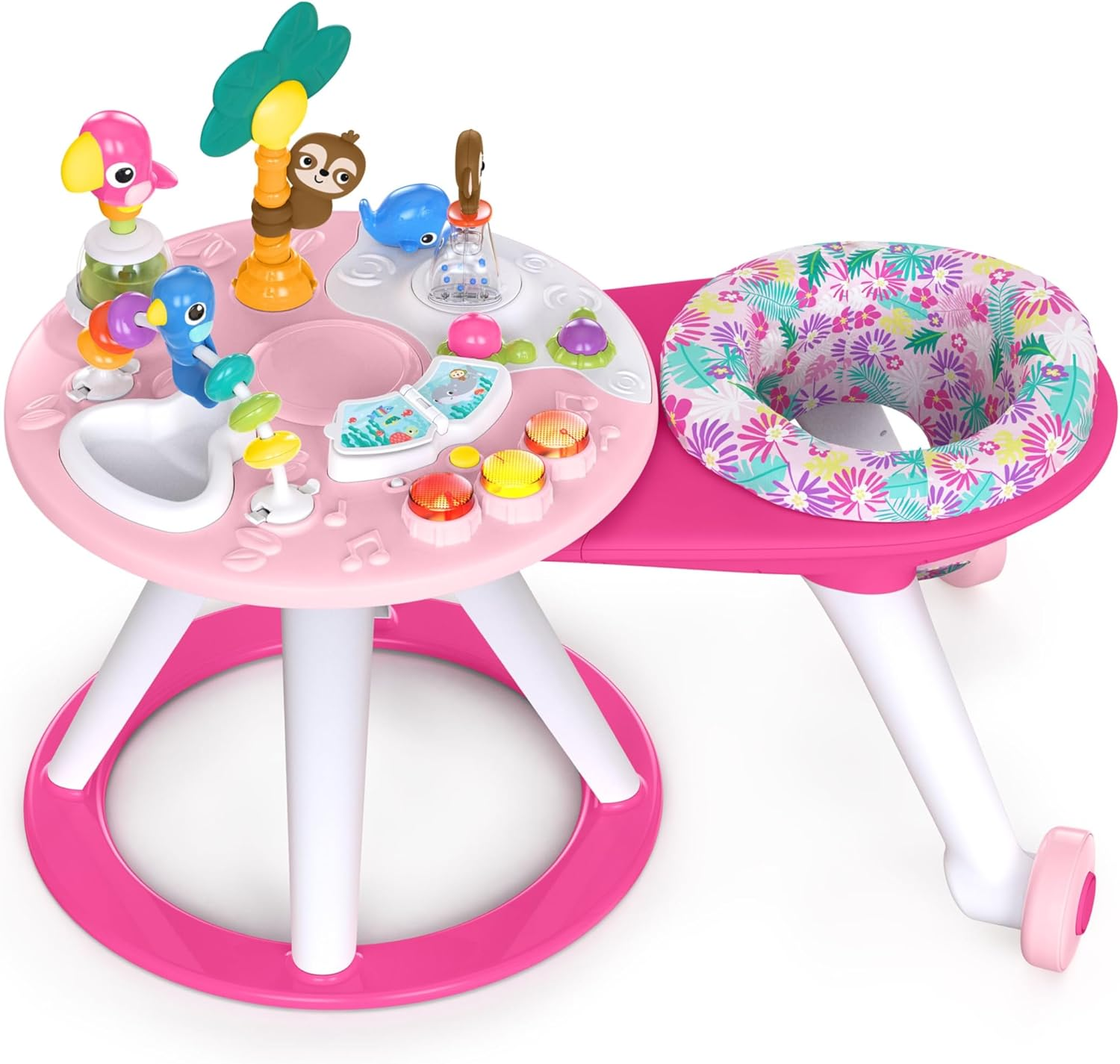 Bright Starts around We Go 2-In-1 Walk-Around Baby Activity Center & Table, Tropic Coral, Age 6 Months and Up image number 2
