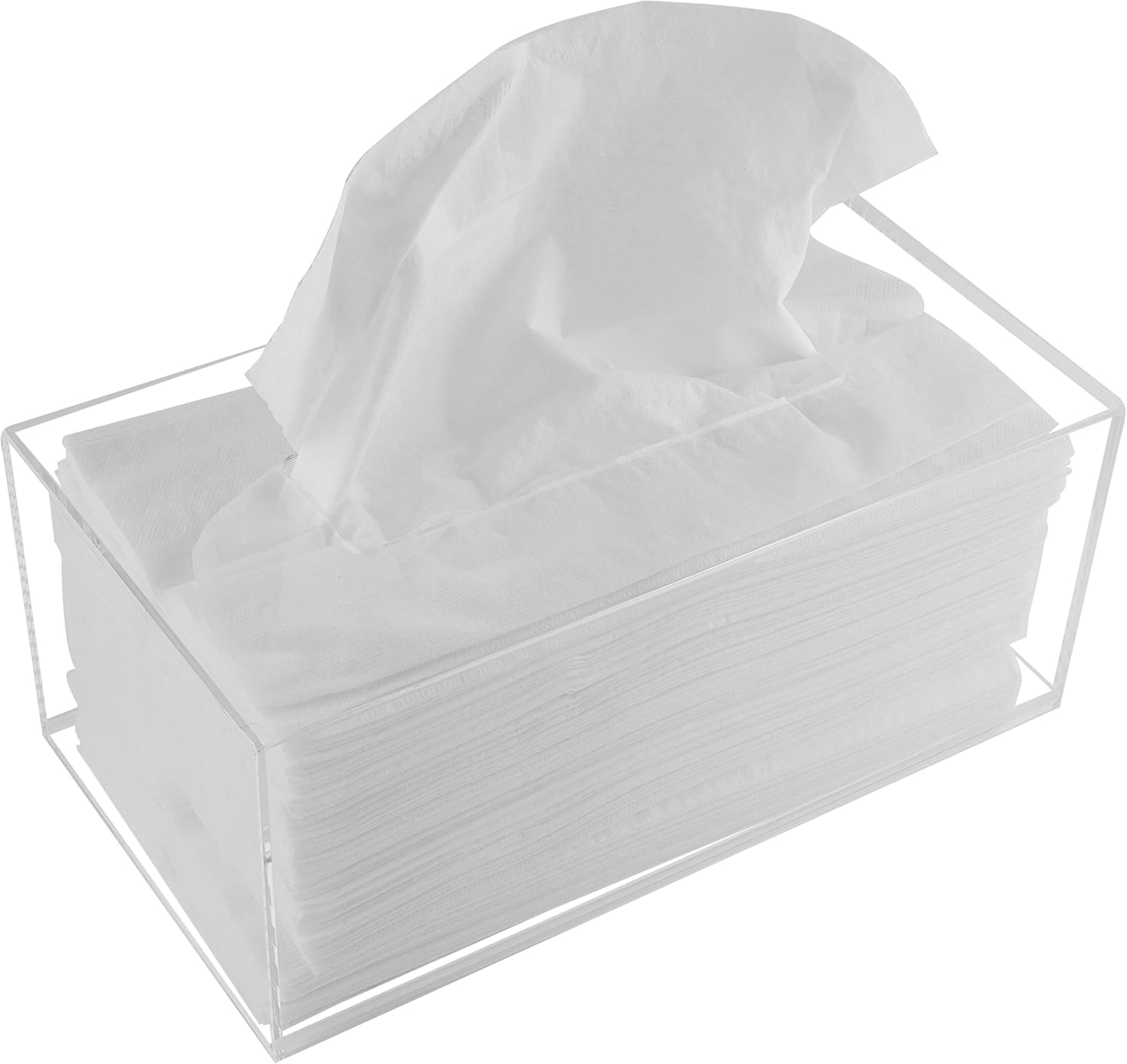 Acrylic Tissue Box Holder, Clear Tissue Box Dispenser for Facial Tissue, Napkins, Dryer Sheets. Perfect Cover for Bathroom, Desks, Countertops, Vanity, Bedroom, Night Stands (Rectangle, Marble)