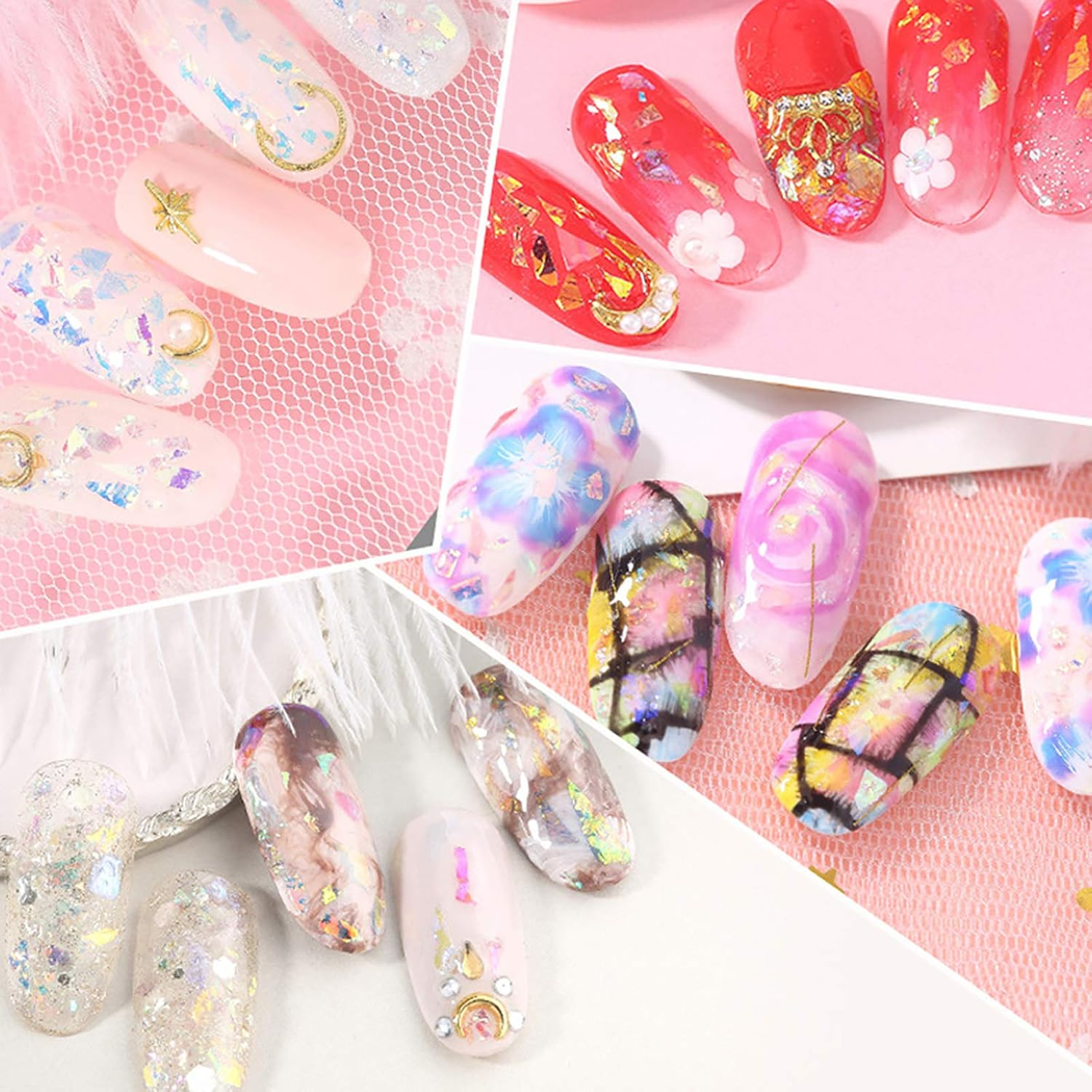 10 Boxes Irregular Candy Paper Iridescent Sequins Nail Decoration image number 3