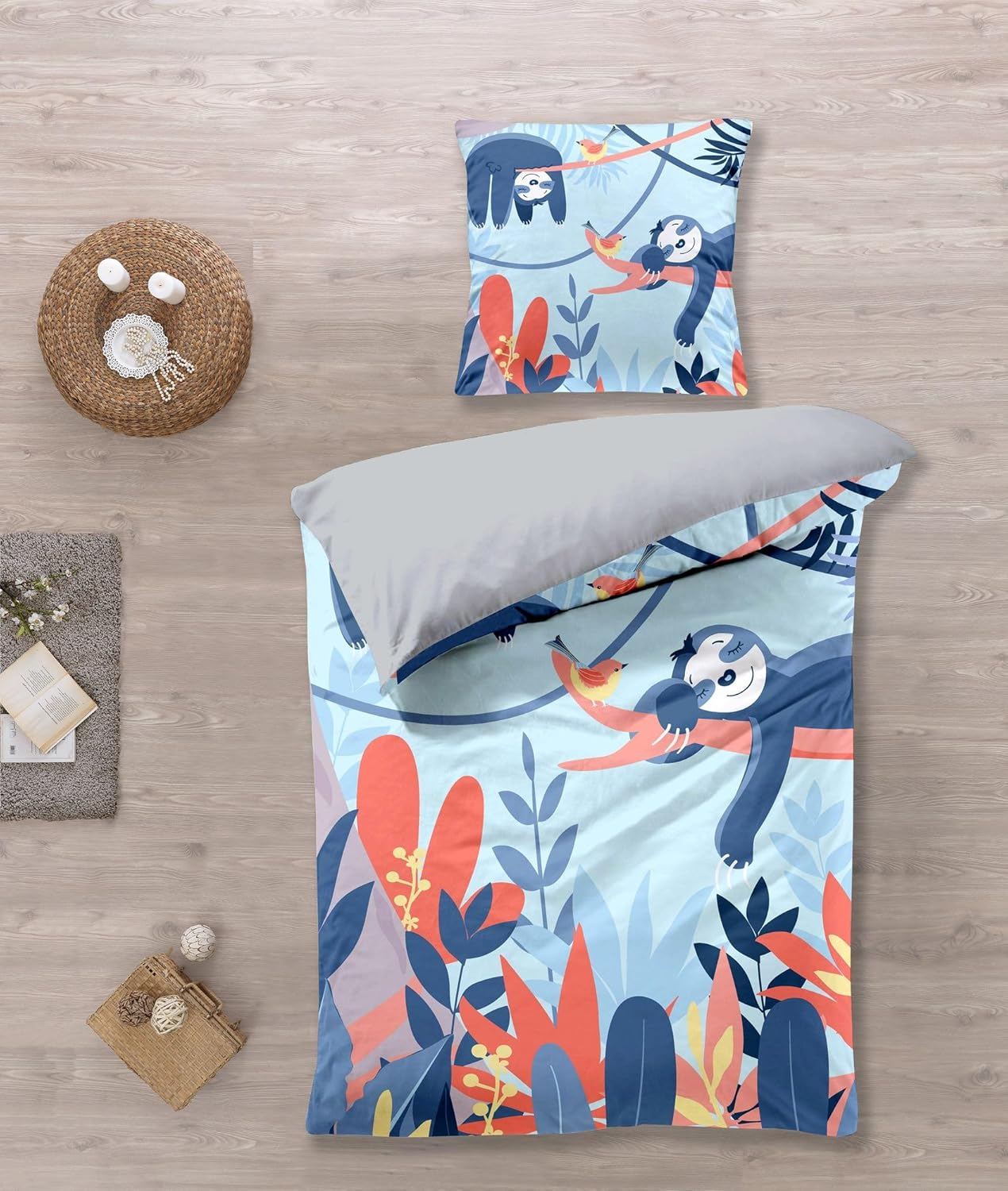 KK SHOPPING Versandhandel Klaus Kolodzie Sloth Bed Linen Set 135 X 200 Cm 100% Cotton