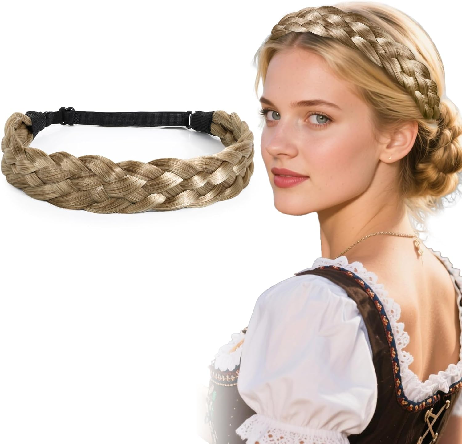 BOFUNX Women'S Hair Band Braided Headband Dirndl Braid Hair Accessories for Oktoberfest Wedding Party