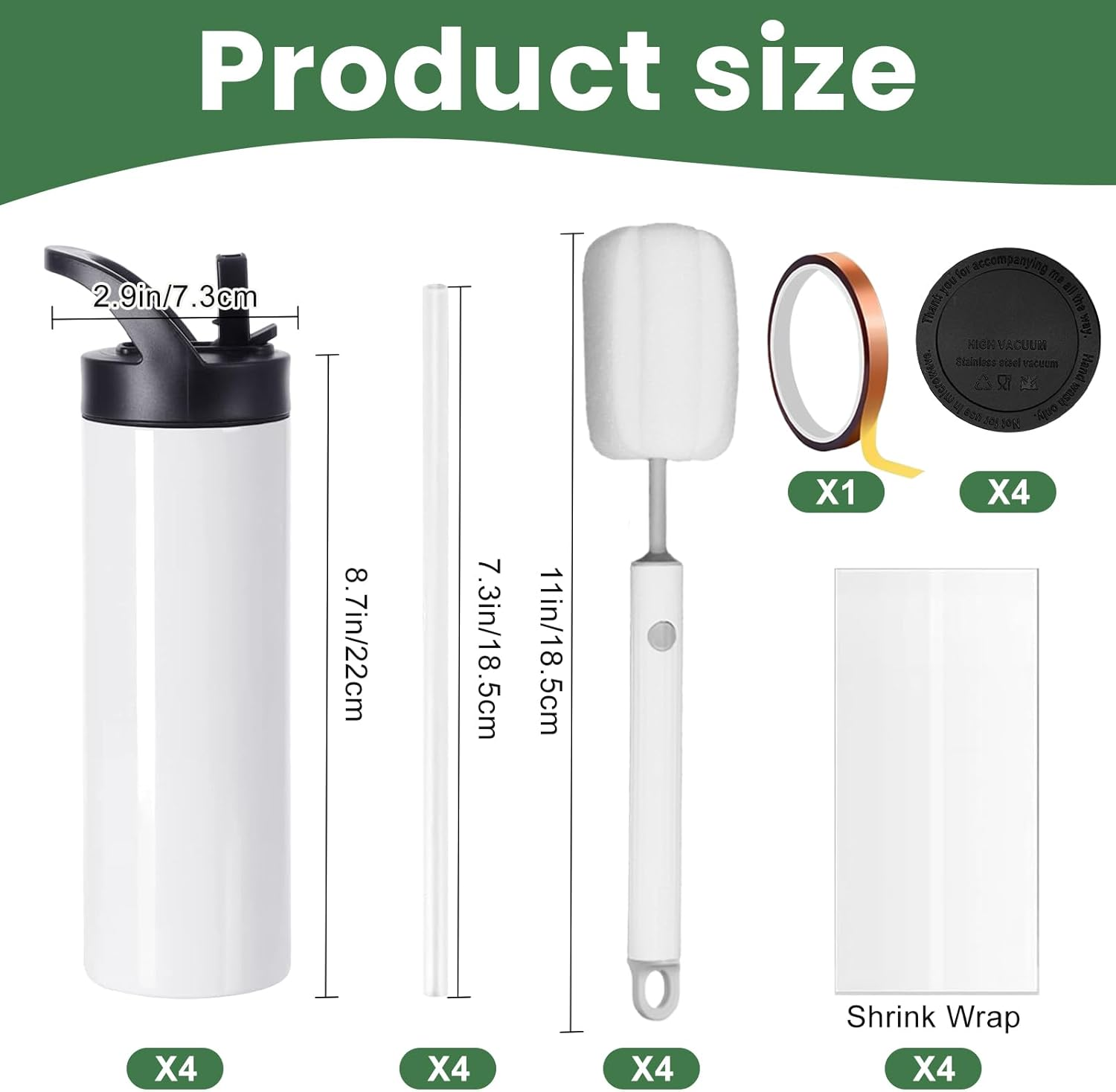 20Oz Sublimation Cup Set for Cup Heat Press Machine, Cafultgo 4-Pack with Lid & Straw, Double Wall Insulated, Great for Travel & Outdoor (4) image number 5