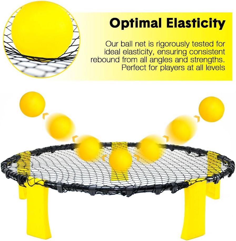 ALSTON Portable Outdoor Spikeball Roundnet Game Set Team Beach Ball Game Bouncer Toy with Carrying Bag Net and 3 Balls Played Indoor Outdoor Lawn Beach Tailgating image number 5