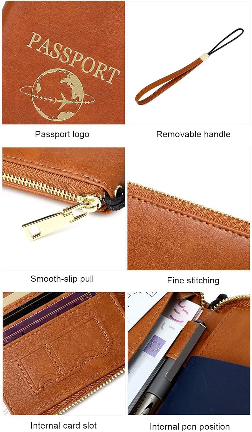 Frfik Case for Passport, PU Waterproof and Blocking , Passport Book Holder, Travel Bag, Suitable for Men and Women, Suitable for Cash Tickets, Boarding Passes, Travel, Cruises