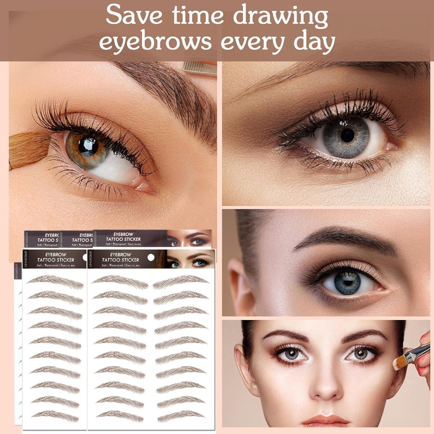 77 Pairs 4D Hair-Like Eyebrow Tattoo Stickers Waterproof Natural Fake Stickers, Long Lasting Eyebrow Grooming Shaping Perfect for Women and Girls (A-07 Brown) image number 3